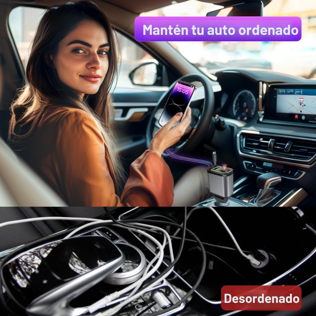 J - CARGADOR DE AUTO 4 EN 1 - 120W