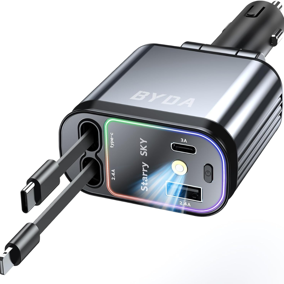 J - CARGADOR DE AUTO 4 EN 1 - 120W