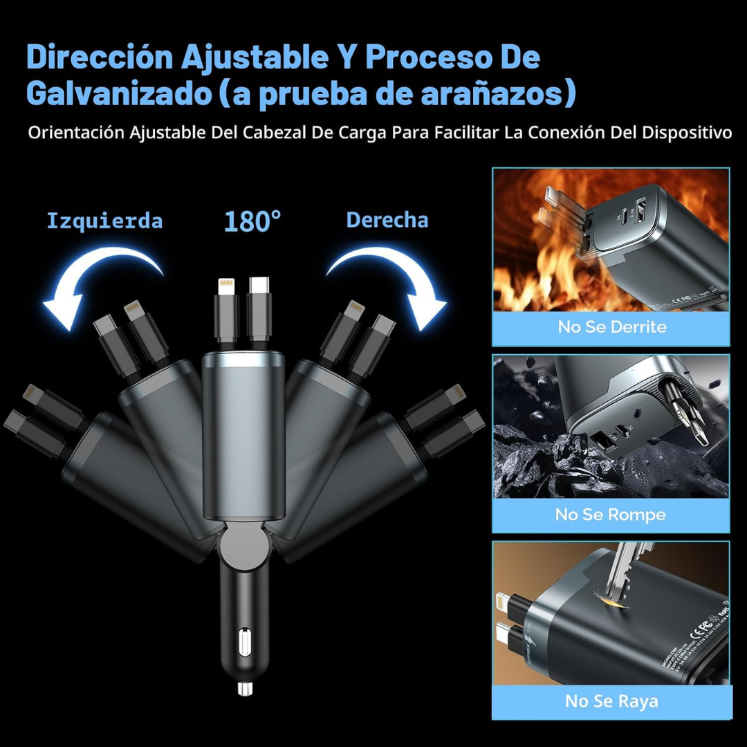 J - CARGADOR DE AUTO 4 EN 1 - 120W