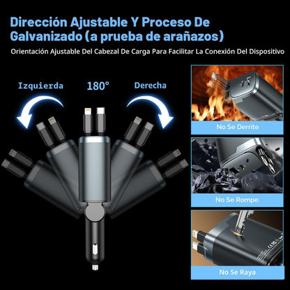 J - CARGADOR DE AUTO 4 EN 1 - 120W