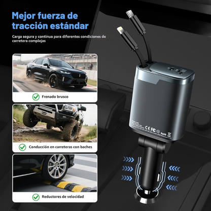 J - CARGADOR DE AUTO 4 EN 1 - 120W