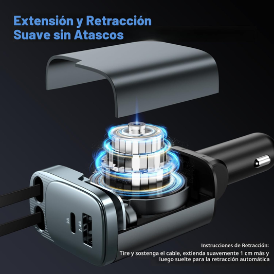 J - CARGADOR DE AUTO 4 EN 1 - 120W