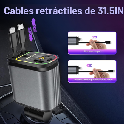 J - CARGADOR DE AUTO 4 EN 1 - 120W
